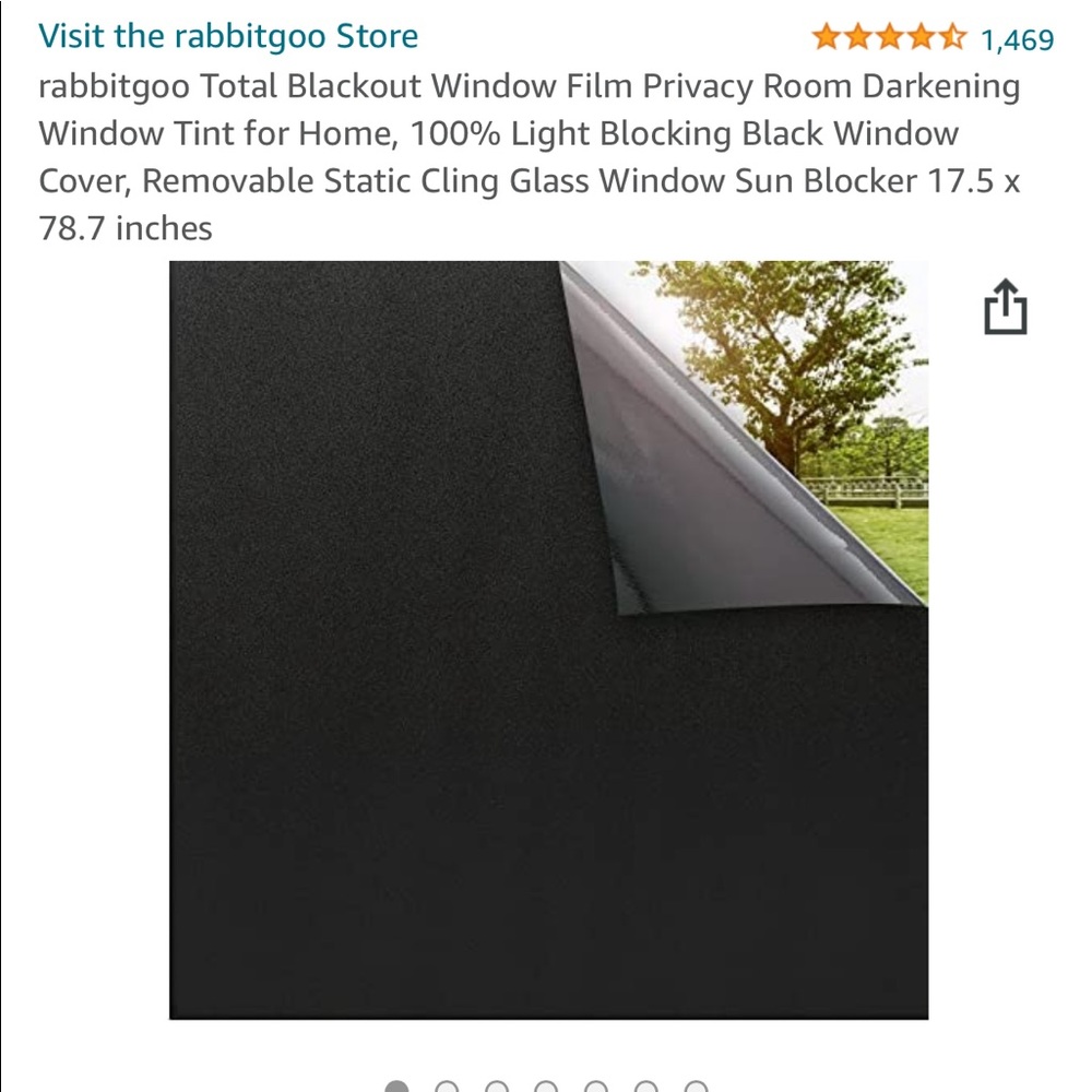 TWO Total Blackout Window Film Privacy Room Darkening Window Tint for Home